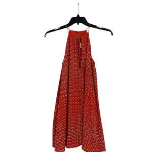 Charles Henry Orange Halter Neck Swing Dress - Size Small